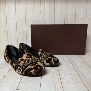 Louis Vuitton ‘Pact’ Pony Hair Leopard Loafer Flats Sz 36.5 / 6.5